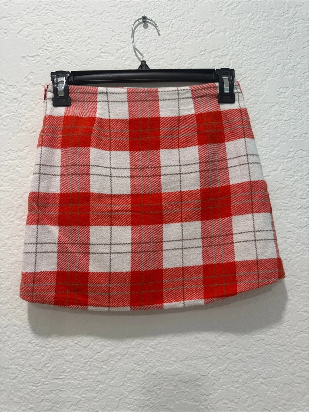 Gymboree Red and White Plaid Mini Skirt with Zip Accents